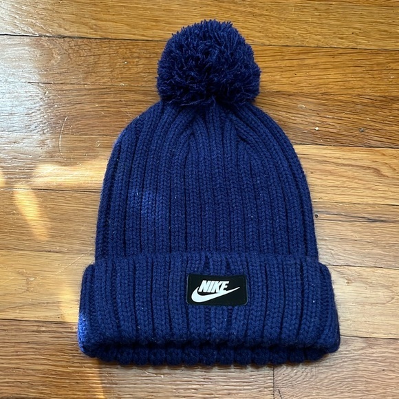 Nike Accessories - Nike Navy Blue Pom Beanie